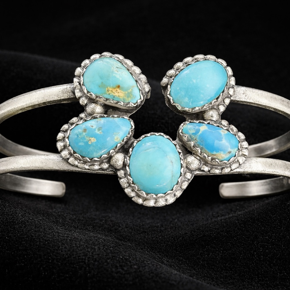 New Seyara Bella Sterling Silver Turquoise Cuff Bracelet Western Boho